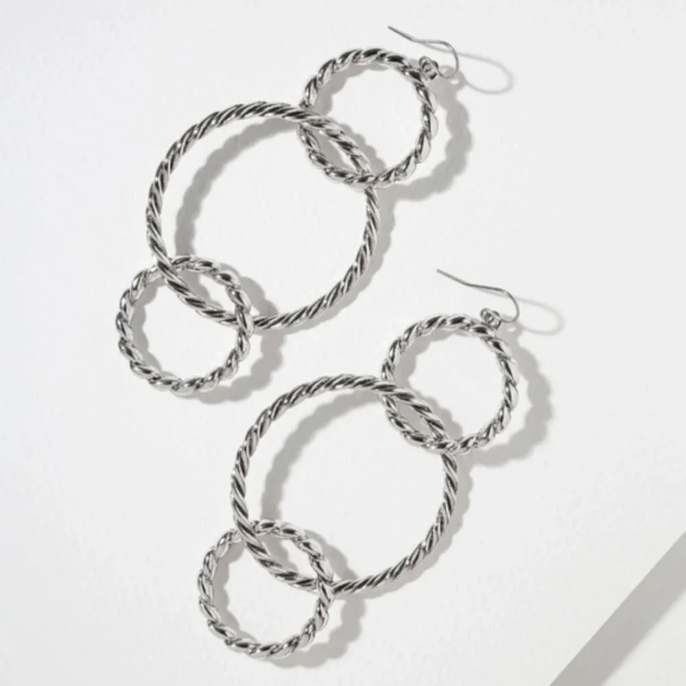 VANESSA MOONEY // ltd ed silver interlocked dangle rope style hoop earrings